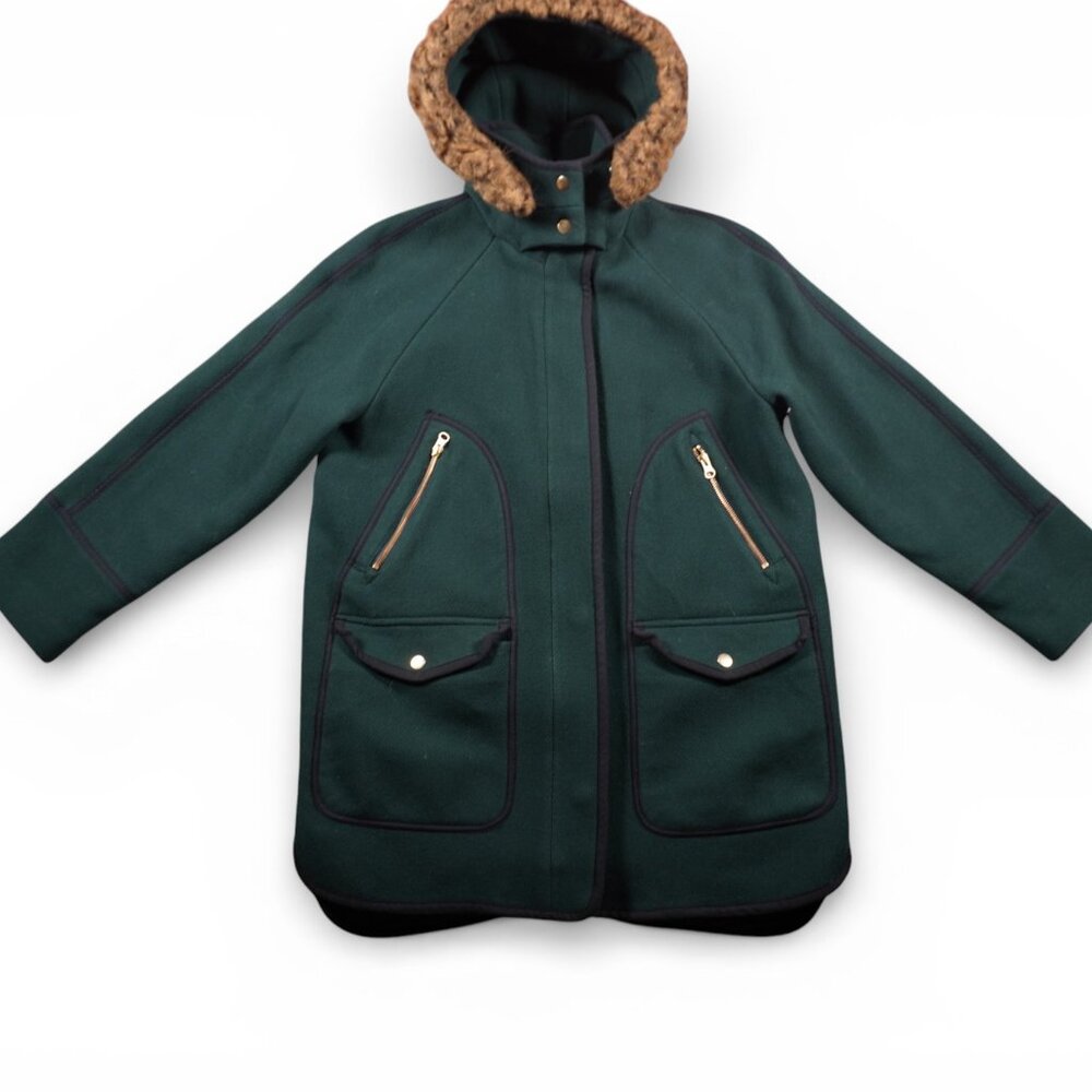 J Crew Italian Wool Stadium Cloth (Nello Gori) Coat Size 6 Green